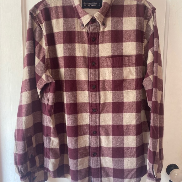 Abercrombie & Fitch SOFT A&F FLANNEL Shirt PLAID SZ L EUC🍁 - Picture 1 of 12